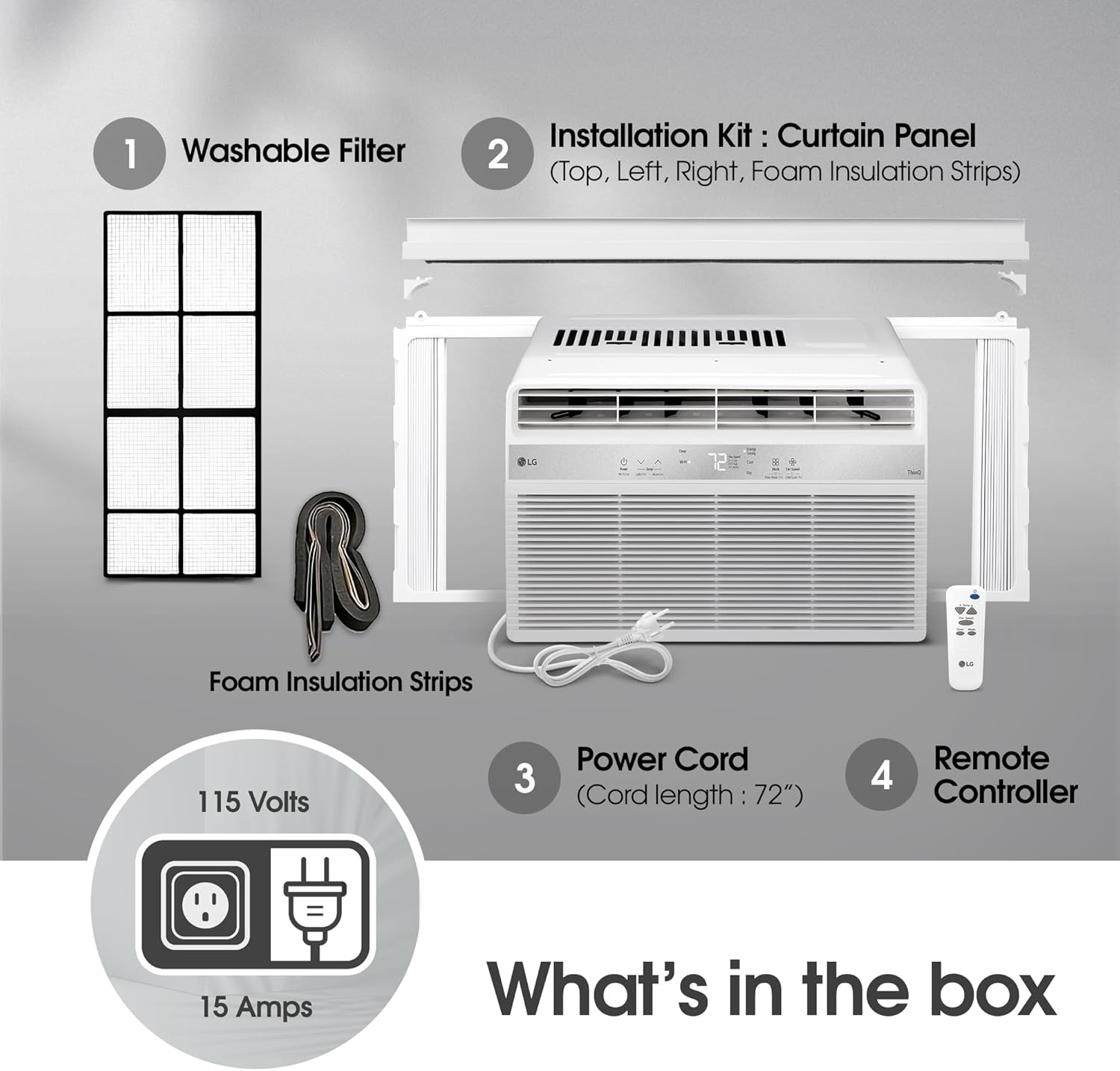 LG 6000 BTU Window Air Conditioner[2024 New] Remote Control, WiFi Enabled works with LG ThinQ, Alexa, Hey Google, Washable Filer Ultra-Quiet Cools Small Room up to 250 Sq.Ft AC Unit White LW6024RSMX