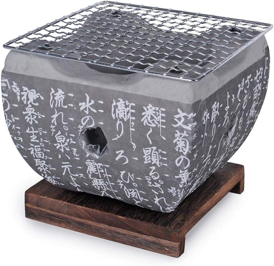 Charcoal Grill,Japanese Barbecue BBQ Grill Portable Camping Barbecue Stove Household Barbecue Tabletop Smoker Tools Accessories, White