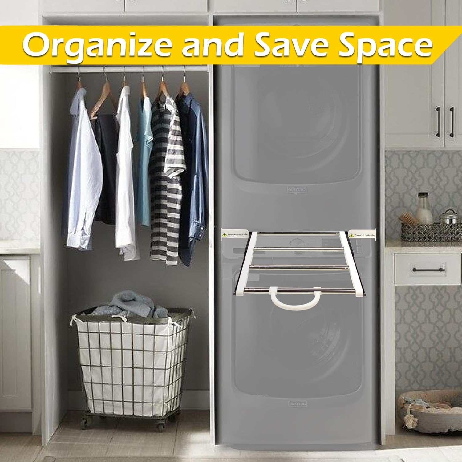 MaxWorks Stacking Kit for Washer and Dryer, Universal Stacking Kit for Washing Machine and Dryer with Pull-Out Racks