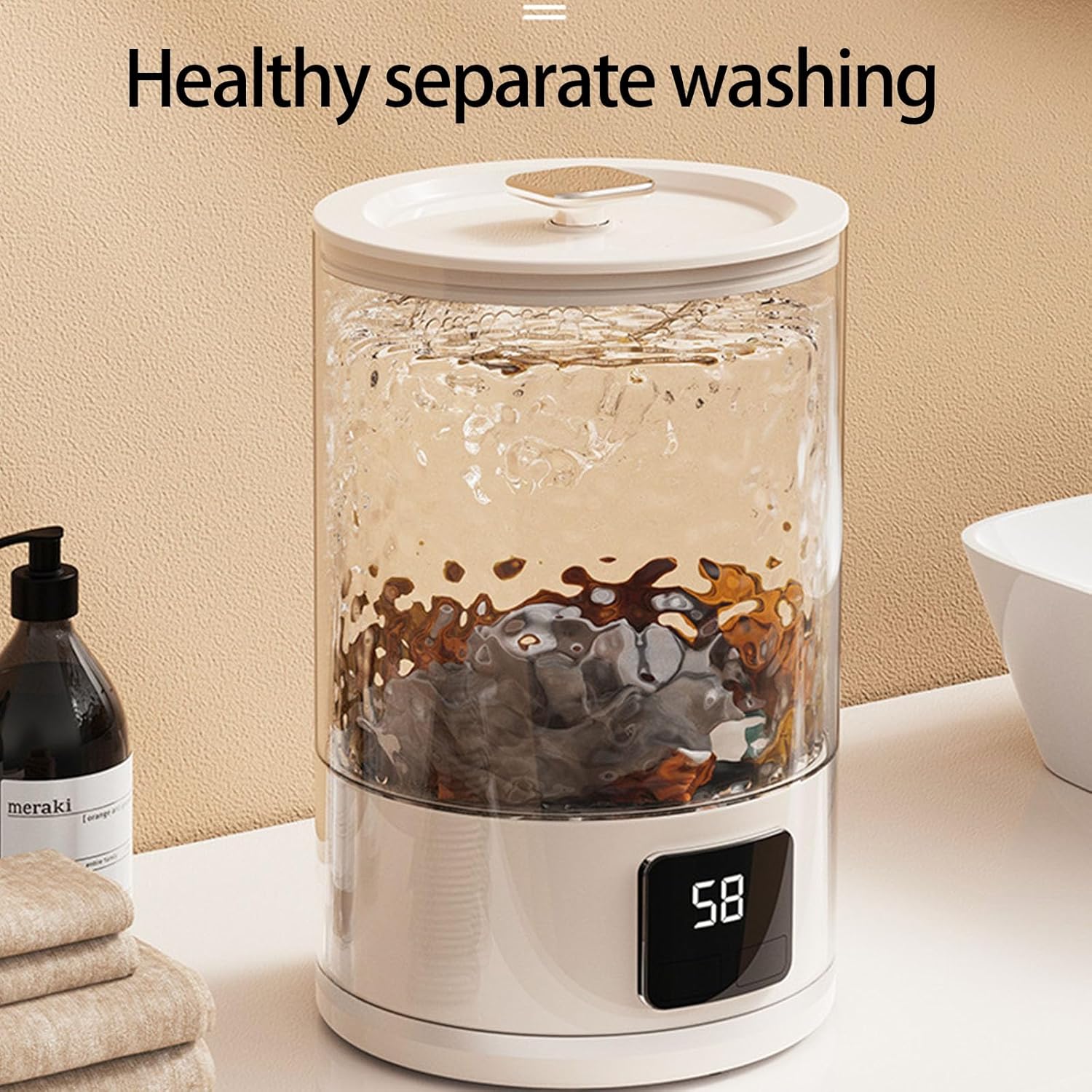 Portable Small Washing Machine 3000mAh Cordless Washer Underwear Cleaner for Socks Travel Camping Apartment Use