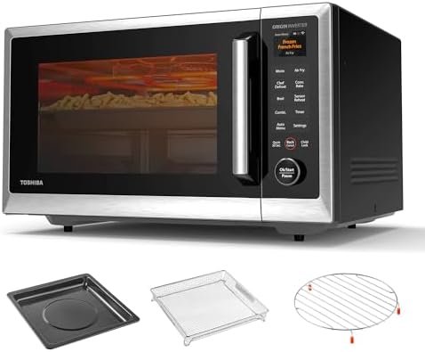 TOSHIBA OptiChef Air Fryer Combo Countertop Microwave Oven with 2.4-Inch Color Screen, Origin Inverter Technology, Smart Sensor, Compatible with Alexa, 1100W, 1.3 Cu.Ft, Silver ML2-STC13SAIT(SS)