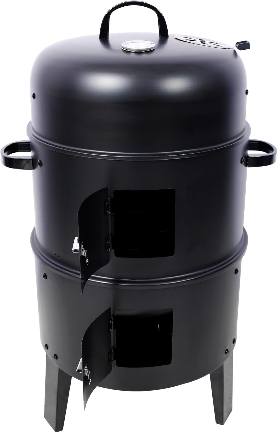 Charcoal Smoker Grill Wood Smoker Grills Outdoor Cooking 16 Inch Vertical Smoker Portable BBQ Grill for Camping, Black