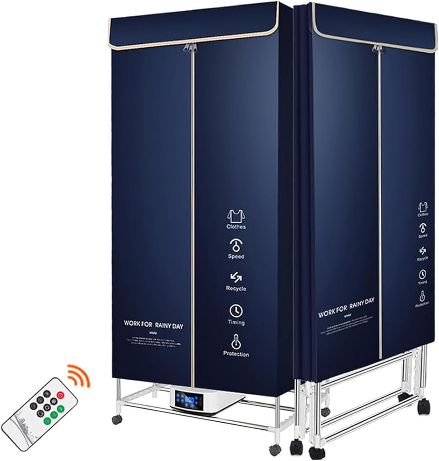 Portable Clothes Dryer Electric Drying Racks, Fast Dry Clothes Drying Rack Machine, With Warm Air Drying Wardrobe With Dustproof Cloth Curtain for Apartments Home Laundry