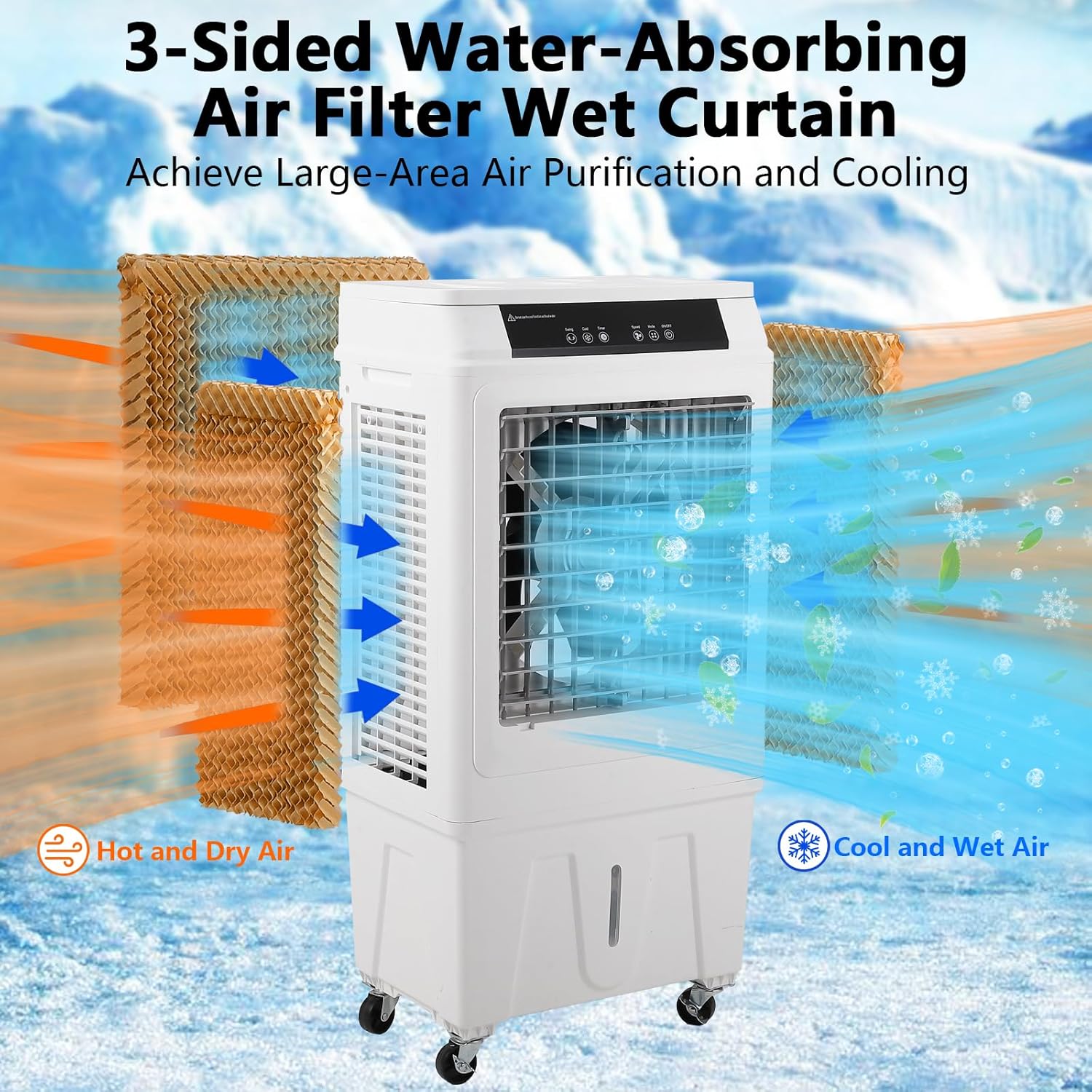 3500 CFM Swamp Cooler, 10.3 Gallon Evaporative Air Cooler with Remote Control, 3 Speeds, 12h Timer, 3-In-1 Swamp Cooler Air Conditioner, Portable Air Cooler Fan for Indoor Room Garage Outdoor Patio