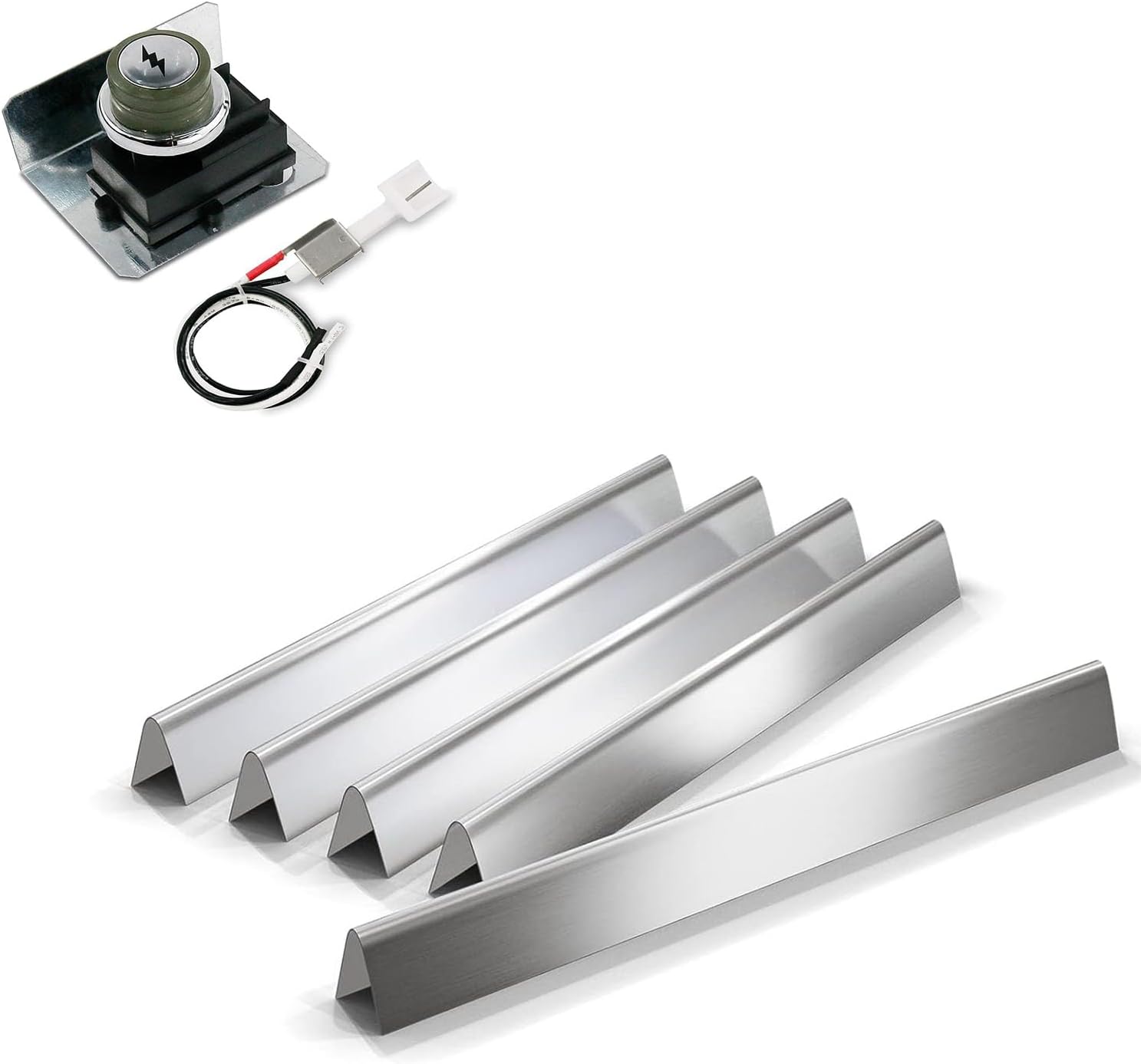 QuliMetal 67847 Igniter Kit and 24.5 Inch Flavorizer Bars for Weber Genesis 300 Series Grills with Side Controls Knobs