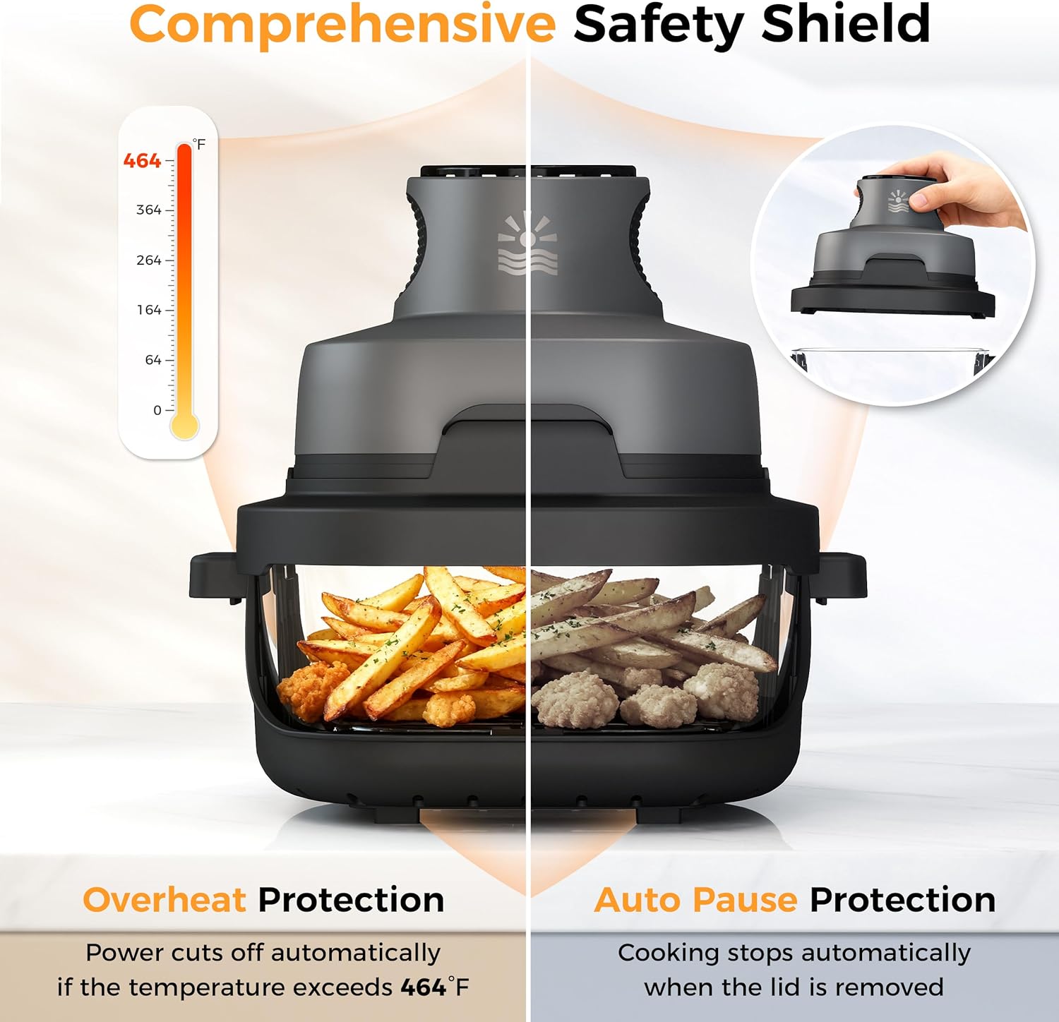 4-in-1 Portable Glass Air Fryer - 1500W, 4.2QT & 1.6QT Dual Glass Containers with Lids, Non-Toxic, 400°F Precise Heat, Max Crisp | Bake | Air Fry | Recrisp, Microwave, Freezer & Dishwasher Safe