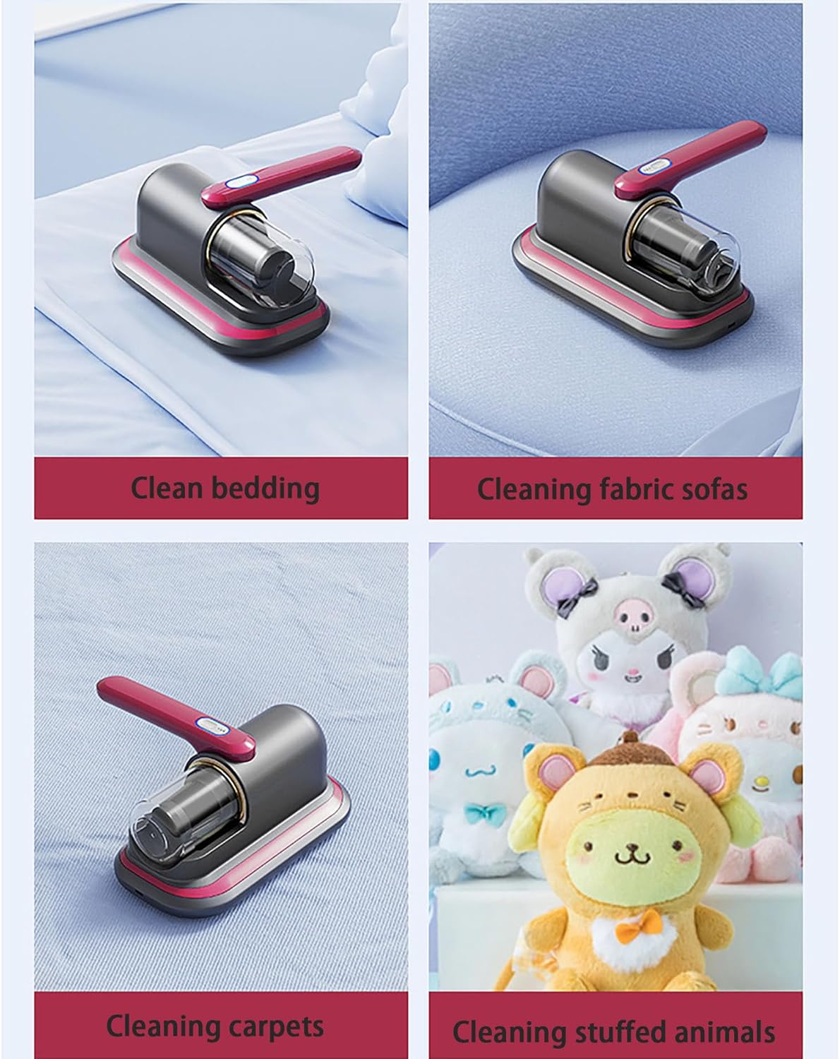 Handheld UV Mattress Vacuum Cleaner, High-Frequency Deep Cleaning Dust Remover with 10Kpa Suction, Cordless, Low Noise, Vibrates 8,000 Times/Minute for Pillows, Sofas, Brown