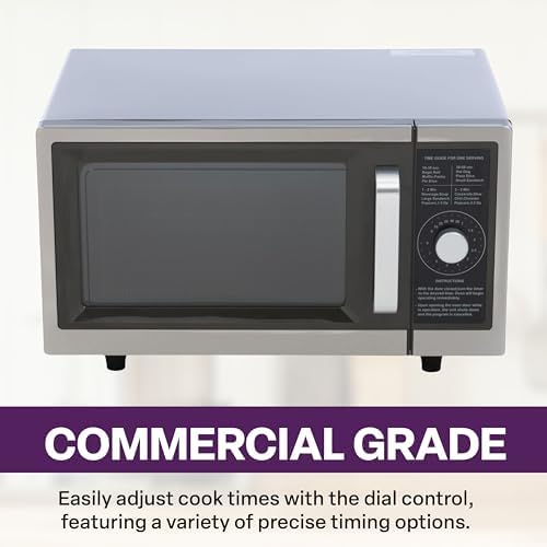 Commercial Microwave with Dial Control, 1 Cubic Feet Interior, Stainless Steel, 1000 Watts, UL and NSF Approved