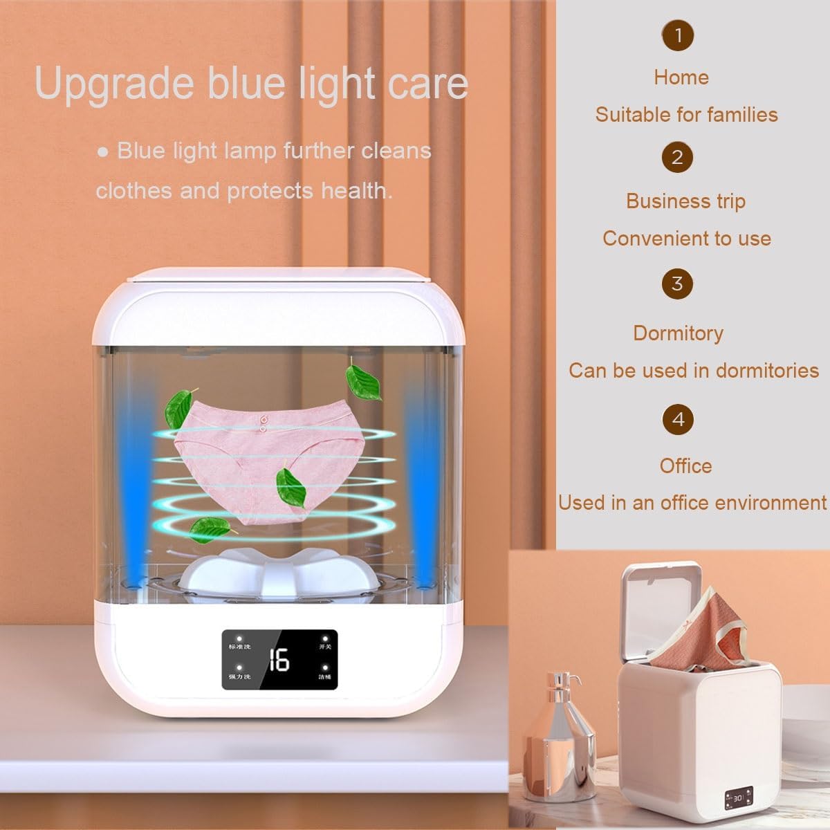 Portable Washing Machine 9.5X9X12in Small Washer Convenience And Efficiency 12L Capacity Travel Washing Machine For Home Dorm Apartment RV Outdoor Use