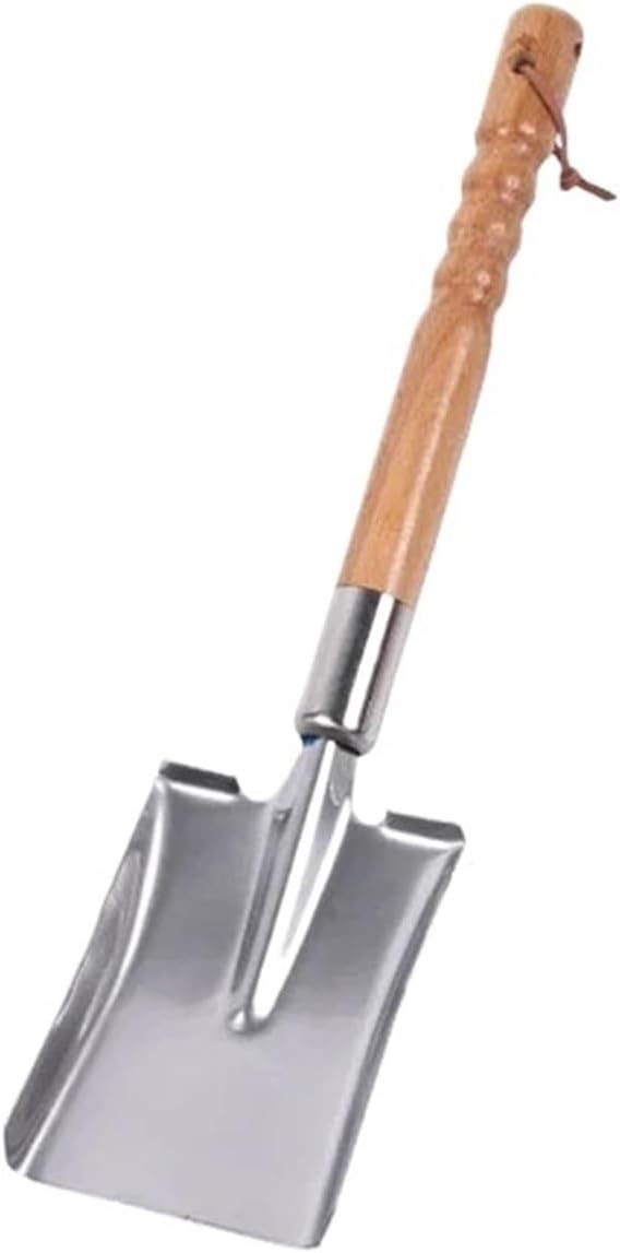 1Pcs Stainless Steel Garden Shovel with Wooden Handle Multi-Function Cultivating Transplant Shovel Portable Household Tools(B-White)