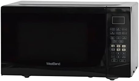 West Bend WBMW92B Microwave Oven 900-Watts Compact with 6 Pre Cooking Settings, Speed Defrost, Electronic Control Panel and Glass Turntable, Black