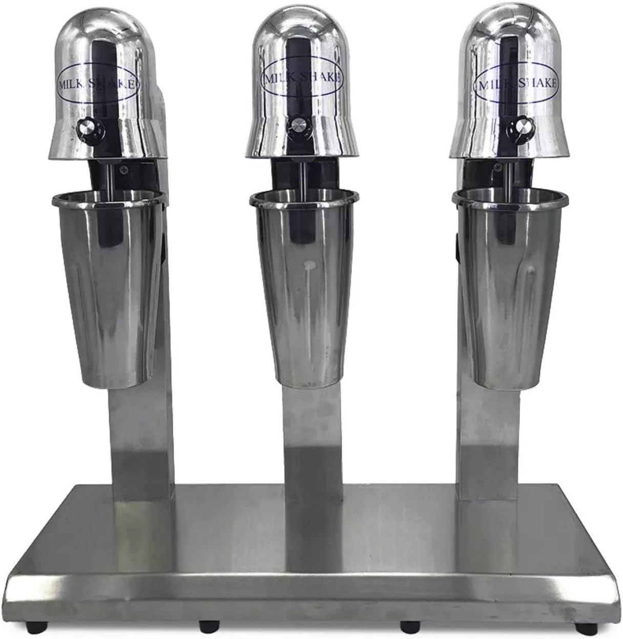 3Head Electric Milk Shake Machine Milkshake Mixer Ice Cream Drink Milk Shake Machine Commercial Stainless Steel Bar Electric Blender Tea Mix With 3 X 800Ml Cup For Milk Tea Store (Silver)