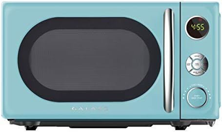 Galanz GLCMKA07BER-07 Retro Microwave Oven, LED Lighting, Pull Handle Design, Child Lock, Bebop Blue, 0.7 cu ft