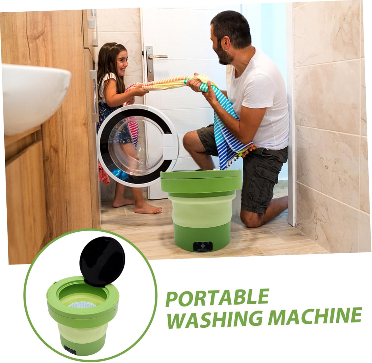 Gadpiparty Portable Washer Foldable Mini Washing Machine for Dorm Apartment Travel Camping High Speed Rotation Small Washer with Strong Power for Efficient Tangle Cleaning Space Saving