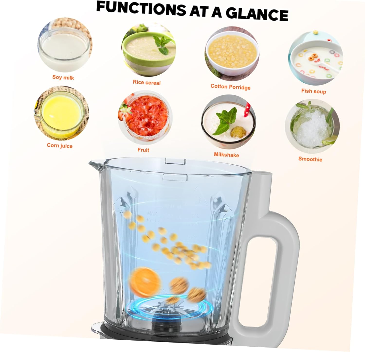 1.75L High-Speed Smoothies and Fruit Juicer Blender Multifunctional Electric Kitchen Blender with US Plug Non-Sticking Countertop Food Processor for Shakes and Drinks