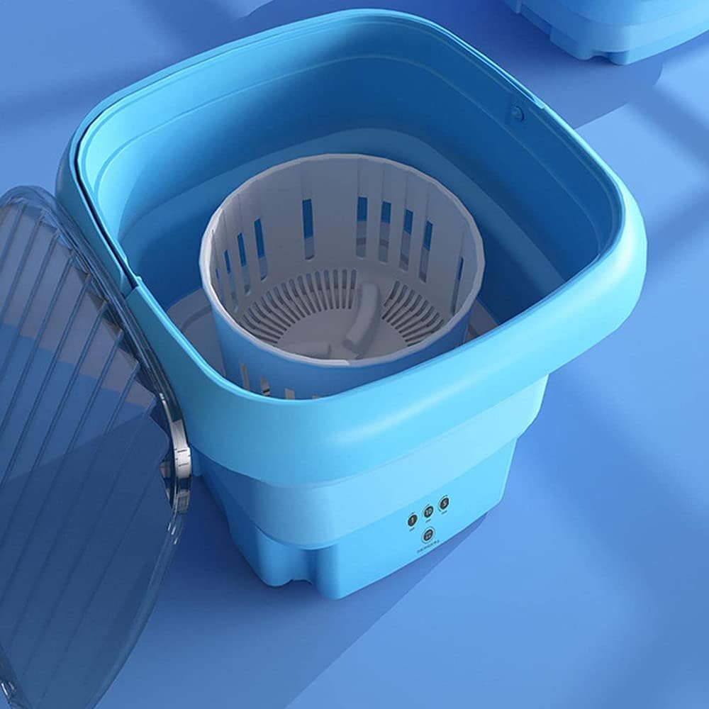 Portable Washing Machines,Small Washing Machine,Mini Washing Machine with Drain Basket Foldable Reusable Ultrasonic Washing Machine Portable Small Timer Laundry for Home Travel (1)
