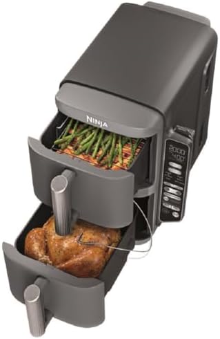 Ninja DoubleStack XL Smart 2-Basket Air Fryer, Smart Cook System, DoubleStack Technology Cook 4 Foods at Once, Space Saving Design, 10 QT, 6-in-1, Smart Finish & Match Cook, Air Fry, Broil, Bake SL451