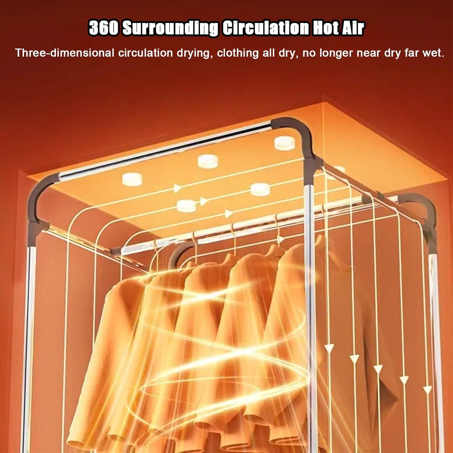 Clothes dryer, 1500W high power electric dryer, concealed button timer, single and double free switching, collapsible dryer, suitable for home, laundry room, flat, dormitory, caravan(Sky blue)