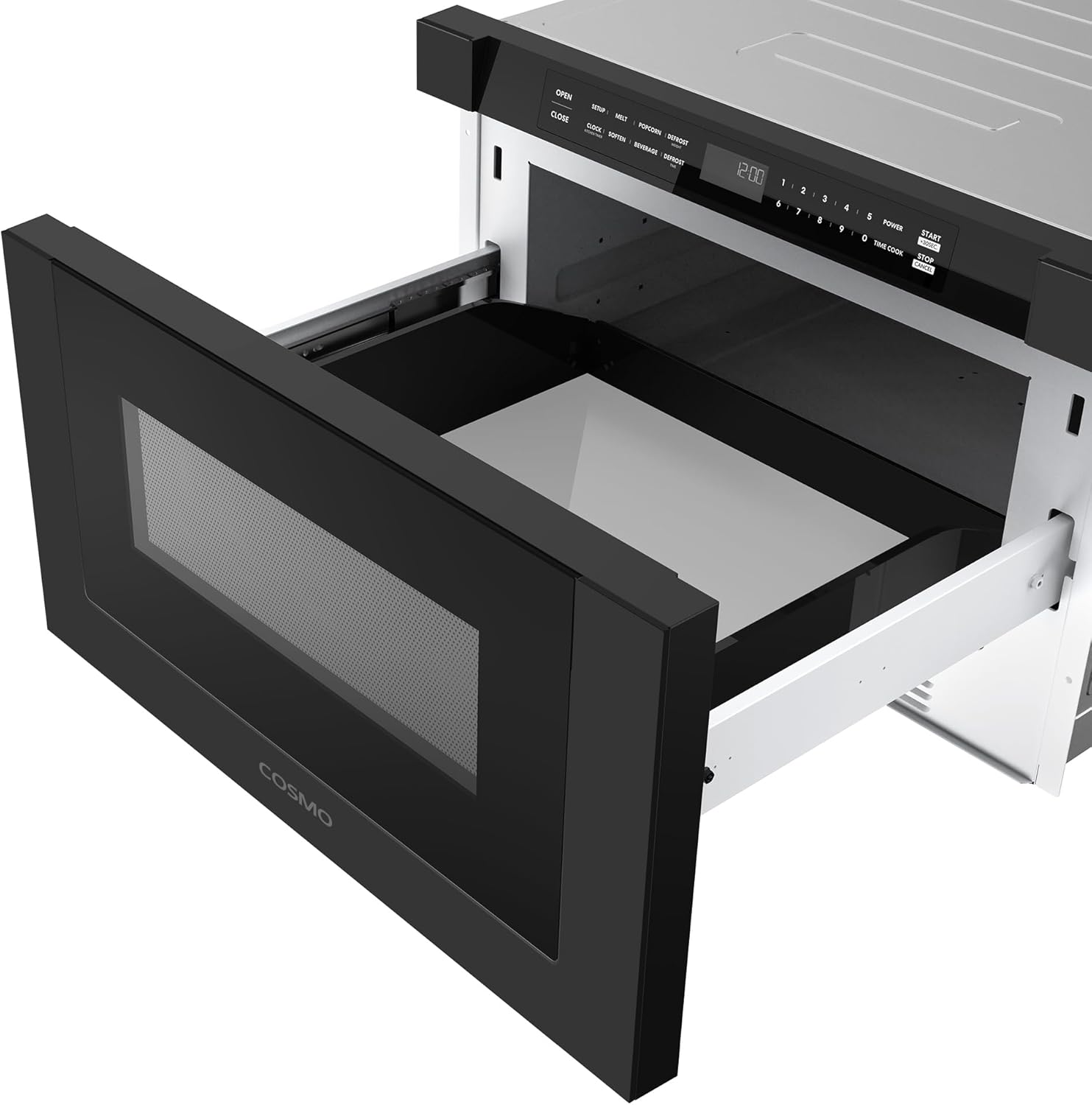 COSMO COS-12MWDBK-NH 24 in. Haven Collection 1.2 cu. ft. Built-in Microwave Drawer, 1000W, Touch Controls, Defrosting Rack in Matte Black