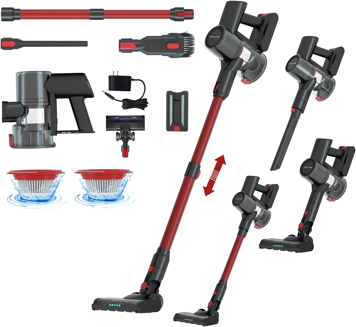 VEAVON 6-in-1 Cordless Stick Vacuum for Home 28KPa Suction of Green Laser Dust Reveal, 45min Runtime for All Floors VEAVON