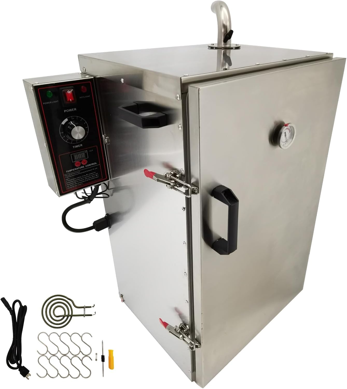 Commercial Electric Smoker Grill – Digital Vertical Meat Smoker, 1kW BBQ Smoke Oven with 5 Detachable Racks, Side Wood Chip Loader & Precise 95-248°F Temp Control 110V