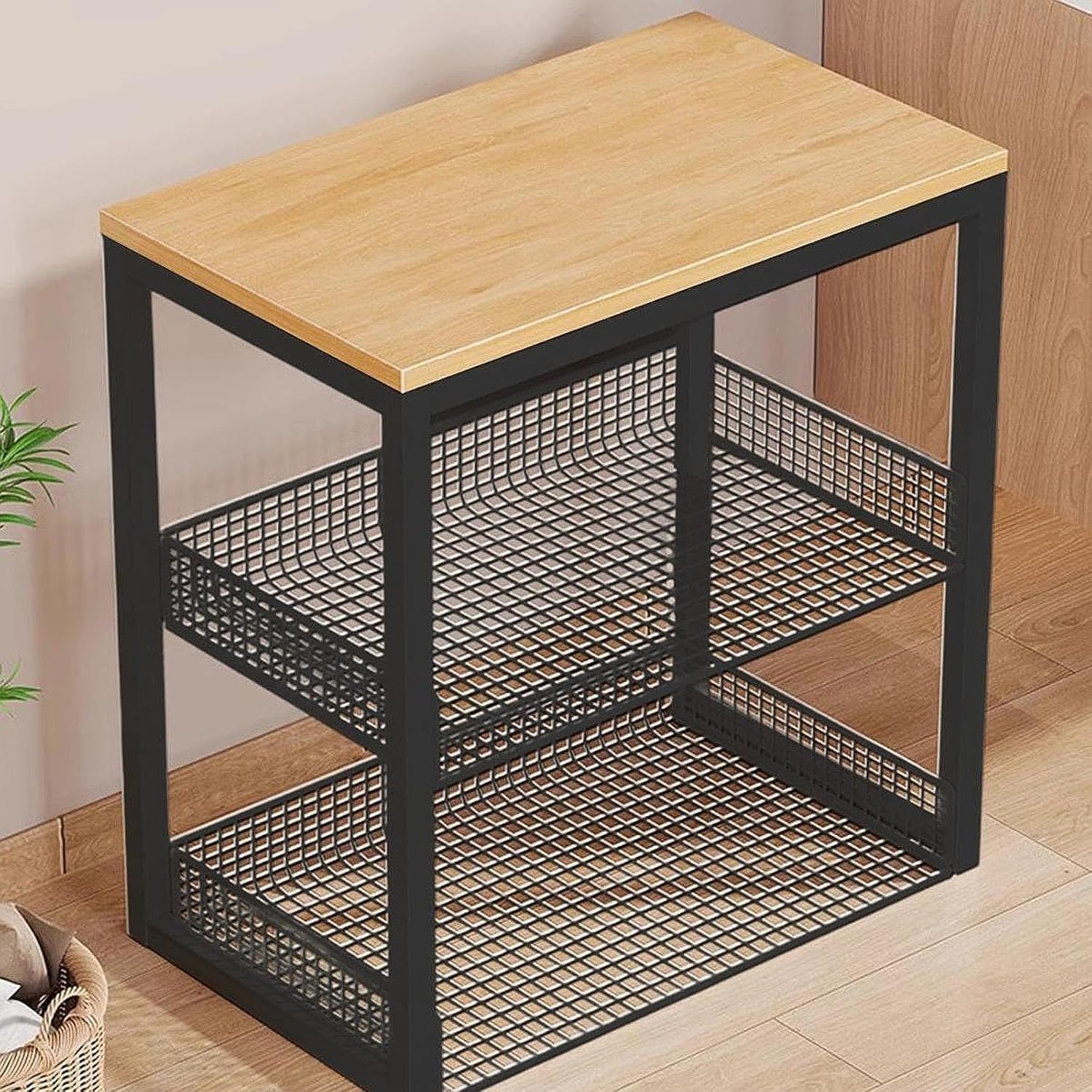 Portable Washer Stand Laundry Room Shelf 3 Tiers Organizer Kitchen Baker Rack Small Appliance Rack for Office Entryway Garage, Black