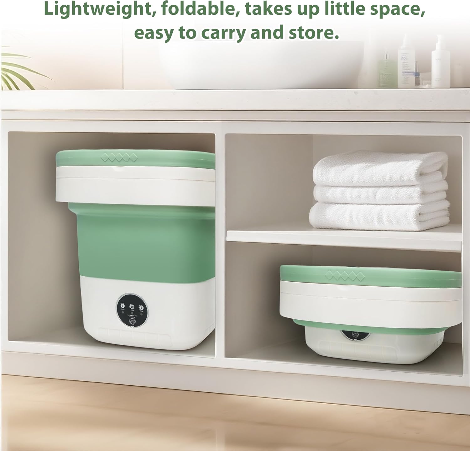 Portable Washing Machine, 17L Foldable Portable Laundry Machine and Spinner for Baby Clothes, Underwear, Socks with 3 Modes Deep Cleaning,Mini Washer for Travel, Dorms, Camping