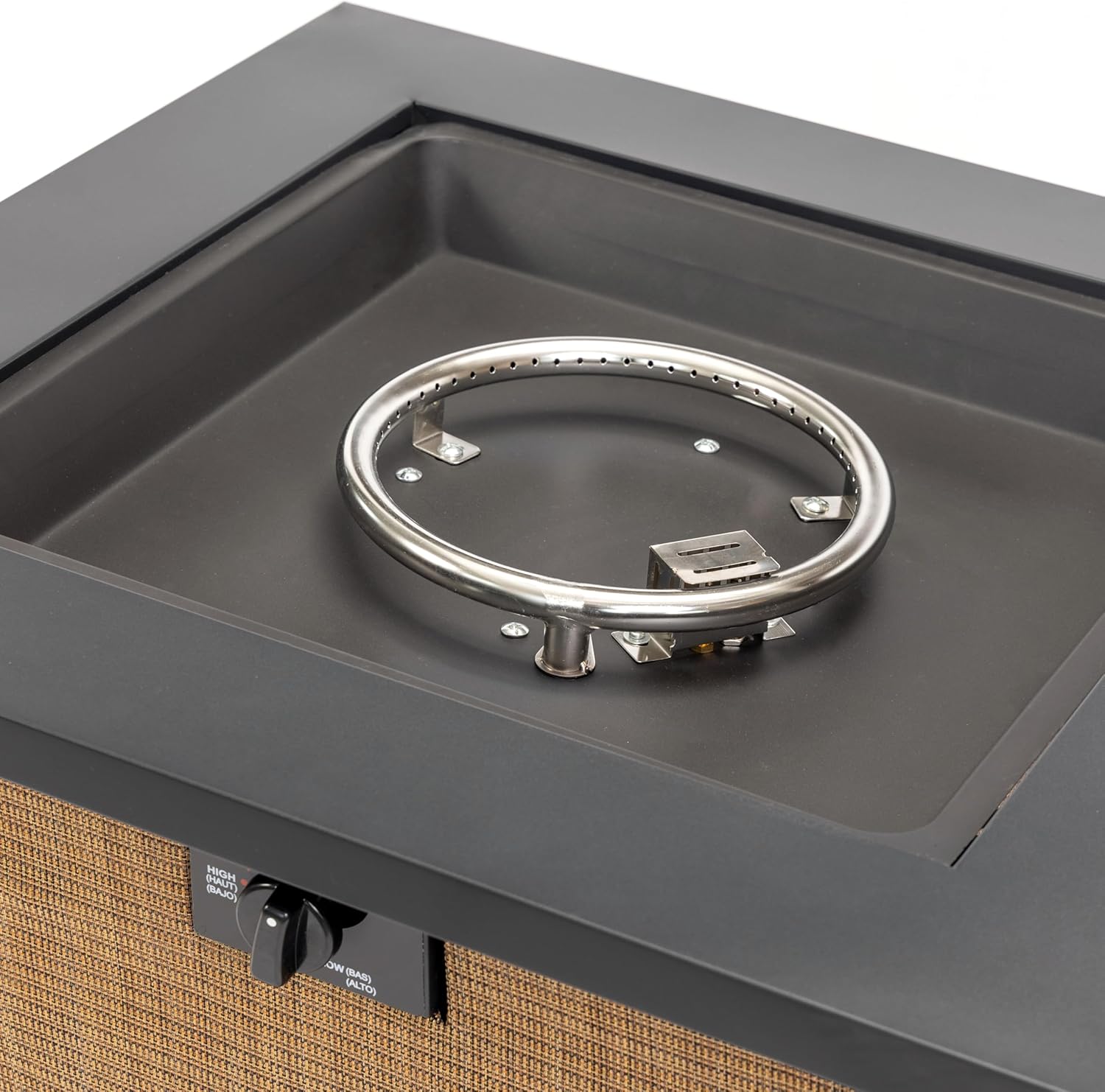 28inch Fire Pit Table Propane Powered 50000BTU Steel Frame Textilene Body Outdoor Heating Solution for Garden Terrace Use