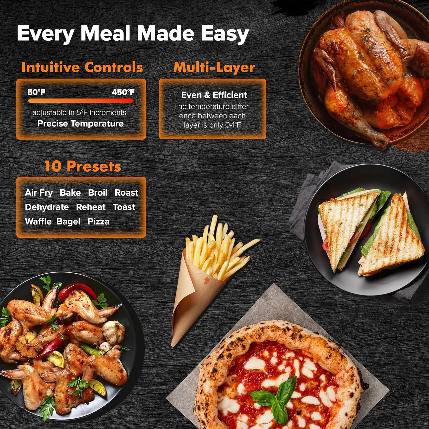 Nuwave Bravo Air Fryer Toaster Smart Oven, 10-in-1 Countertop Convection, 1800 Watts, 21-Qt Capacity, 50°-450°F Temp Controls, Top and Bottom Heater Adjustments 0%-100%, PFAS Free, Cream