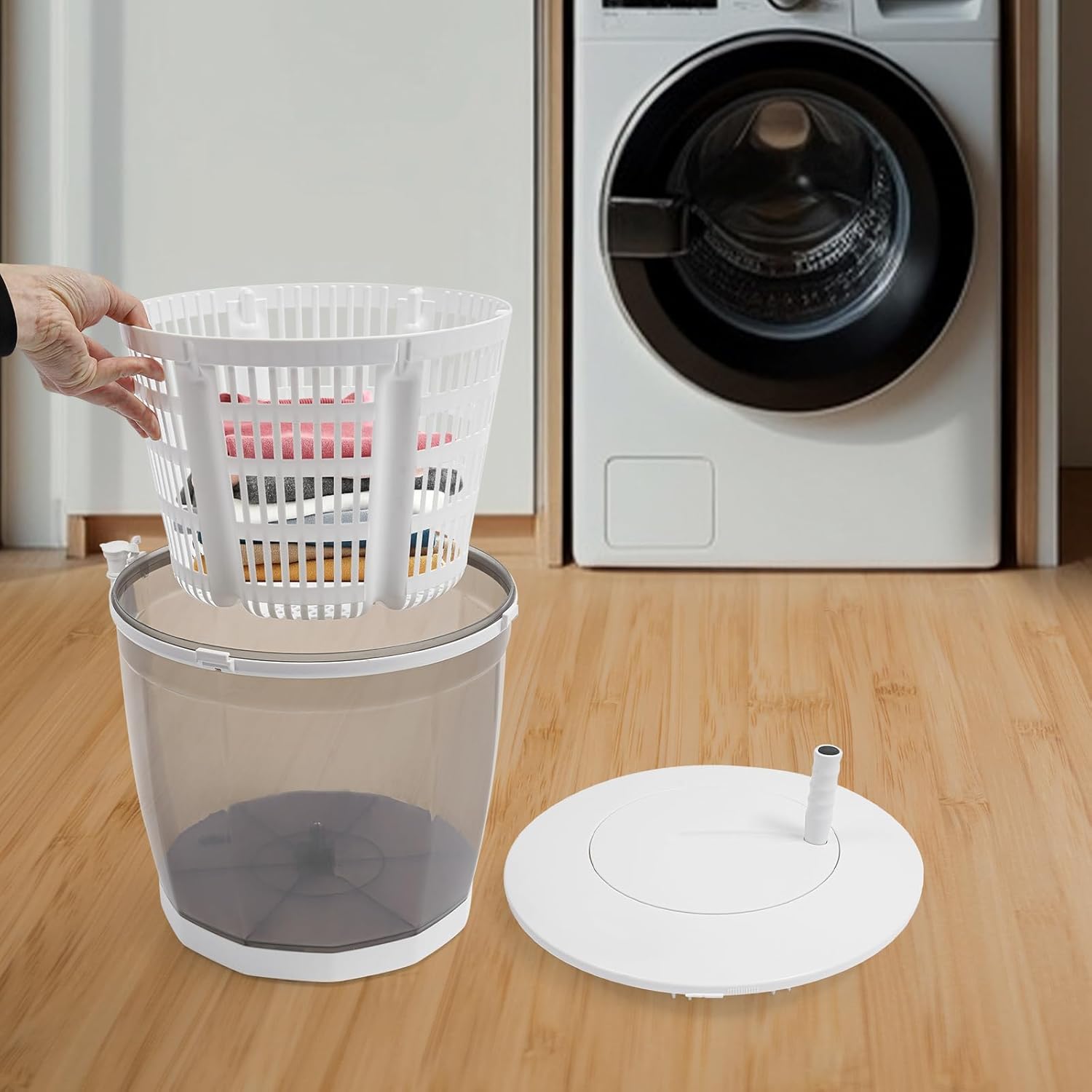 Bacocoo Mini Portable Washing Machine, 2 in 1 Non-Electric Washing Machine and Manual Clothes Spin Dryer, 4.41 lbs Compact Outdoor Washer Spin Dryer Suitable for Apartments, Dormitories, Hotels.(Grey)