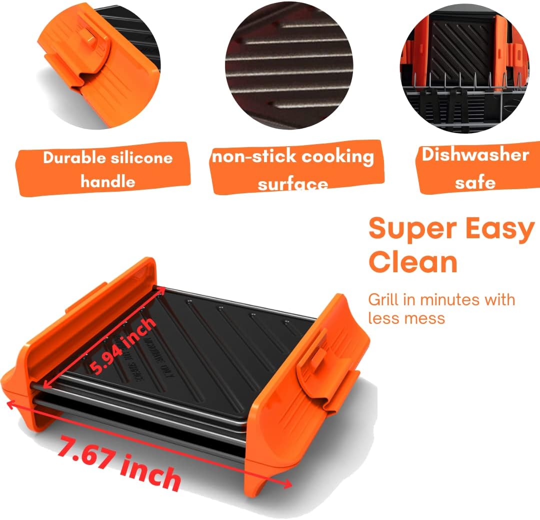 MACONEE 2-in-1 Microwave Cookware: Frying Pan Skillet with Panini Press for Grilling, Reheating, and Crispy Sandwiches