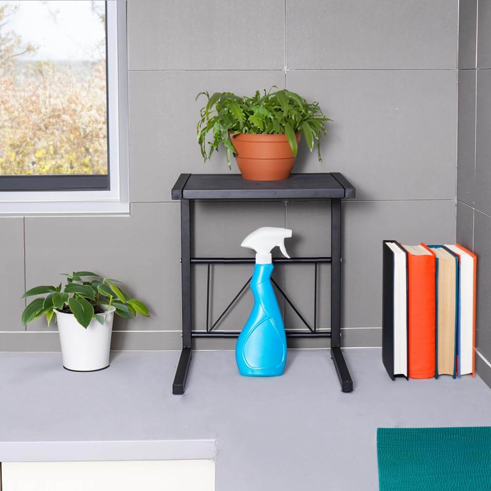 Hershii Small Appliance & Air Fryer Storage Rack Metal Microwave Oven Shelf Stand Kitchen Counter Organizer for Rice Cooker Seasoning Bottles Toaster Tableware - Black