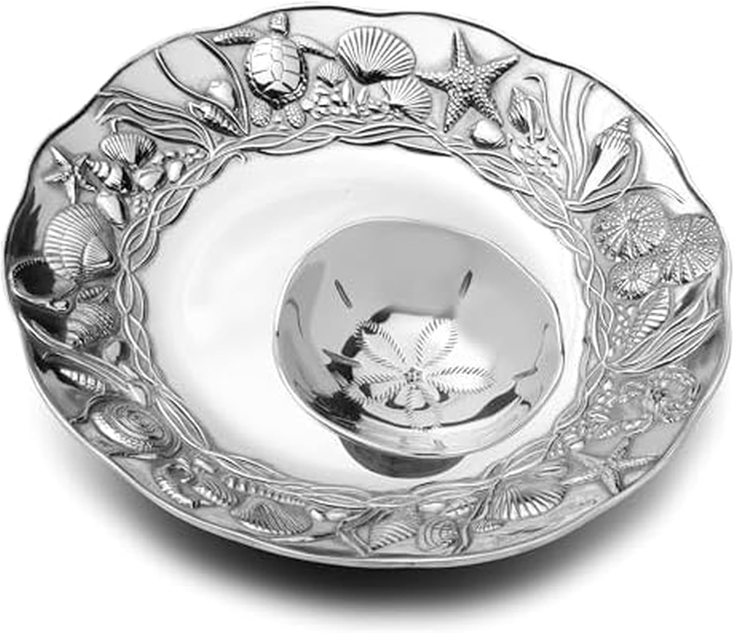 Wilton Armetale Coastal 2-Piece Chip And Dip Serving Set, 13.75-Inch, Large, Silver