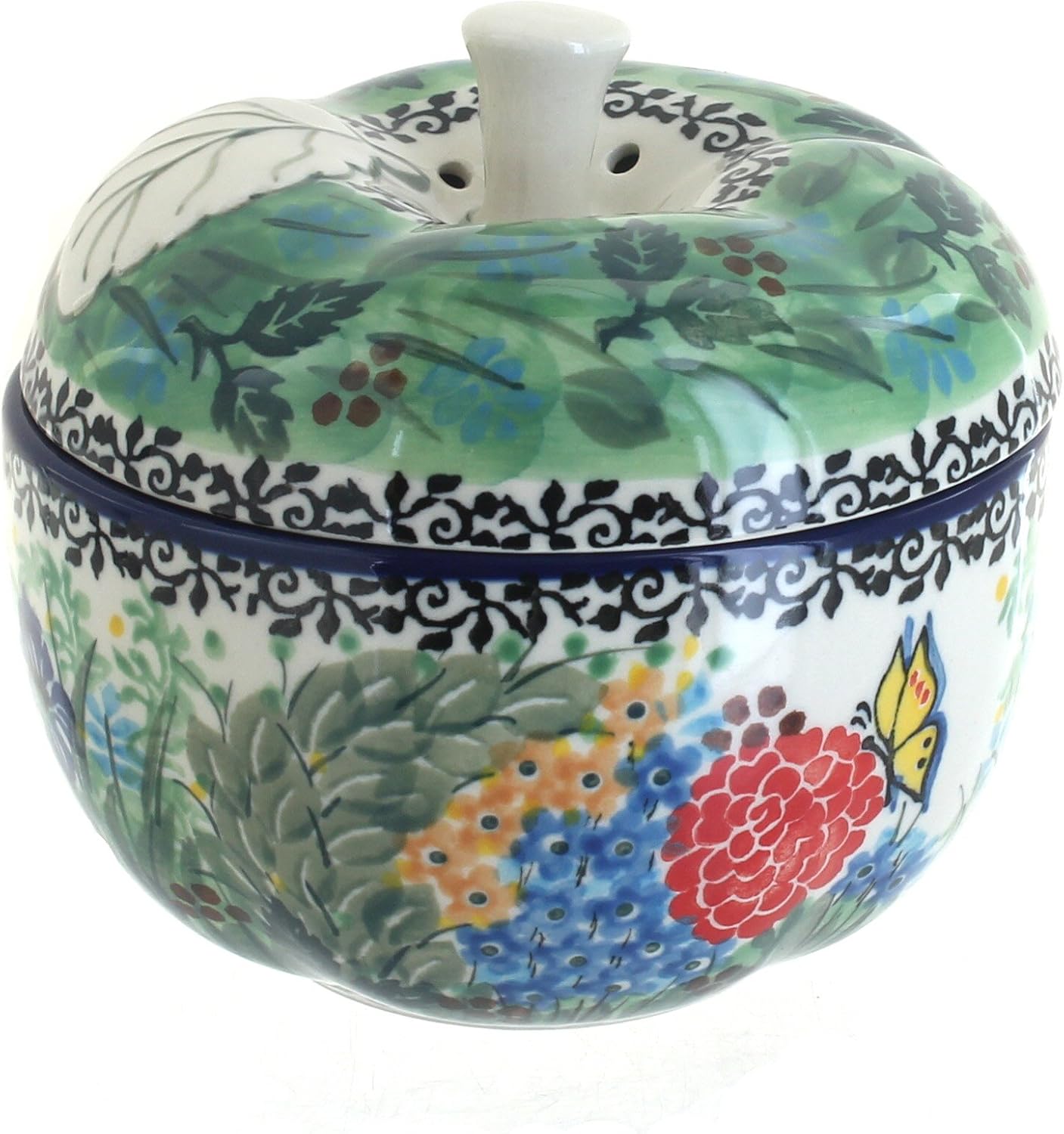 Blue Rose Polish Pottery - Green Teresa Apple Baker - 5