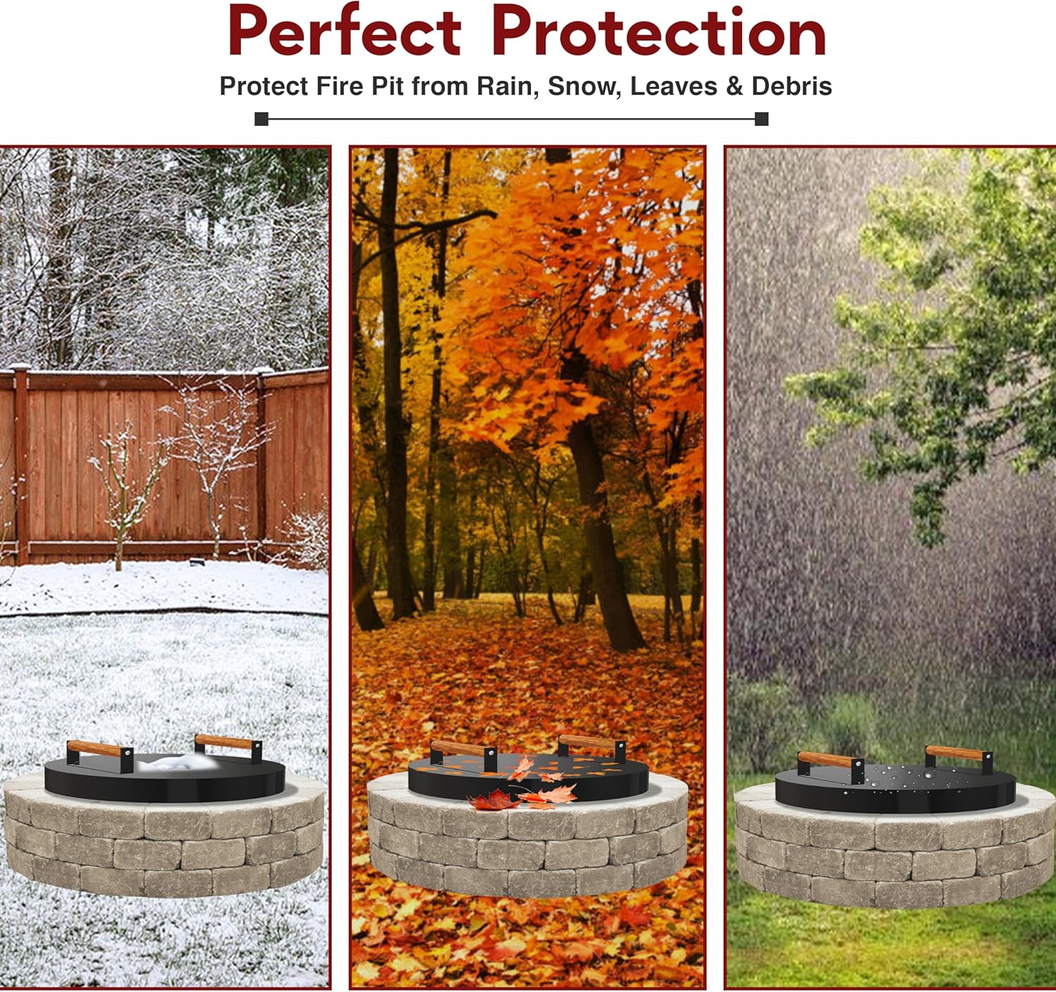FEBTECH - Fire Pit Solid Cover 25.5 inch Compatible with Outdoor Fire Pits Inside Up to 23