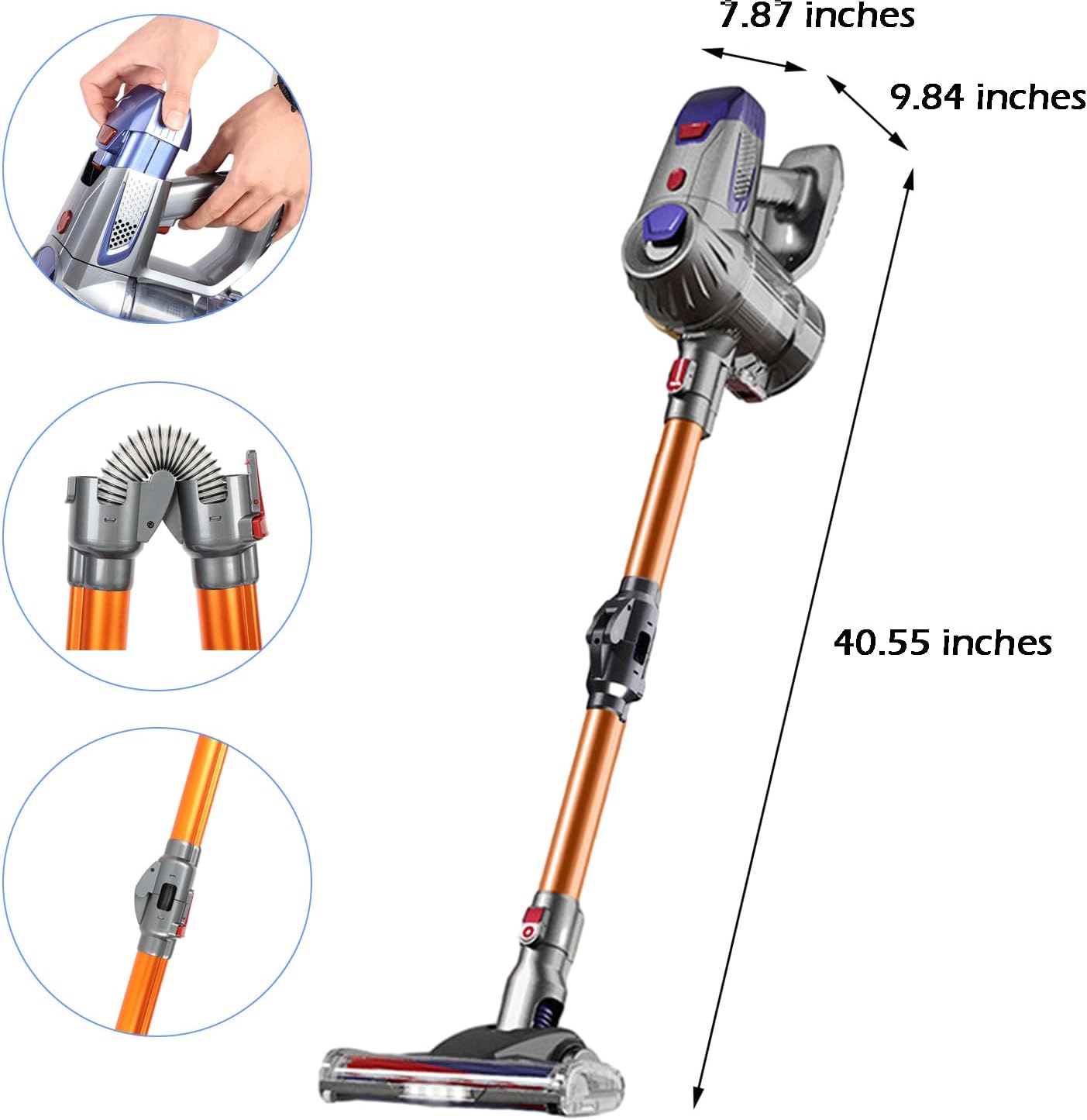 150W Cordless Vacuum Cleaner, 10 Kpa Anti-Tangle Powerful Stick Vacuum with 2200mAh Batter, Folding Rechargeable Vacuum Cleaner for Home Pet Hair Carpet Hard Floor