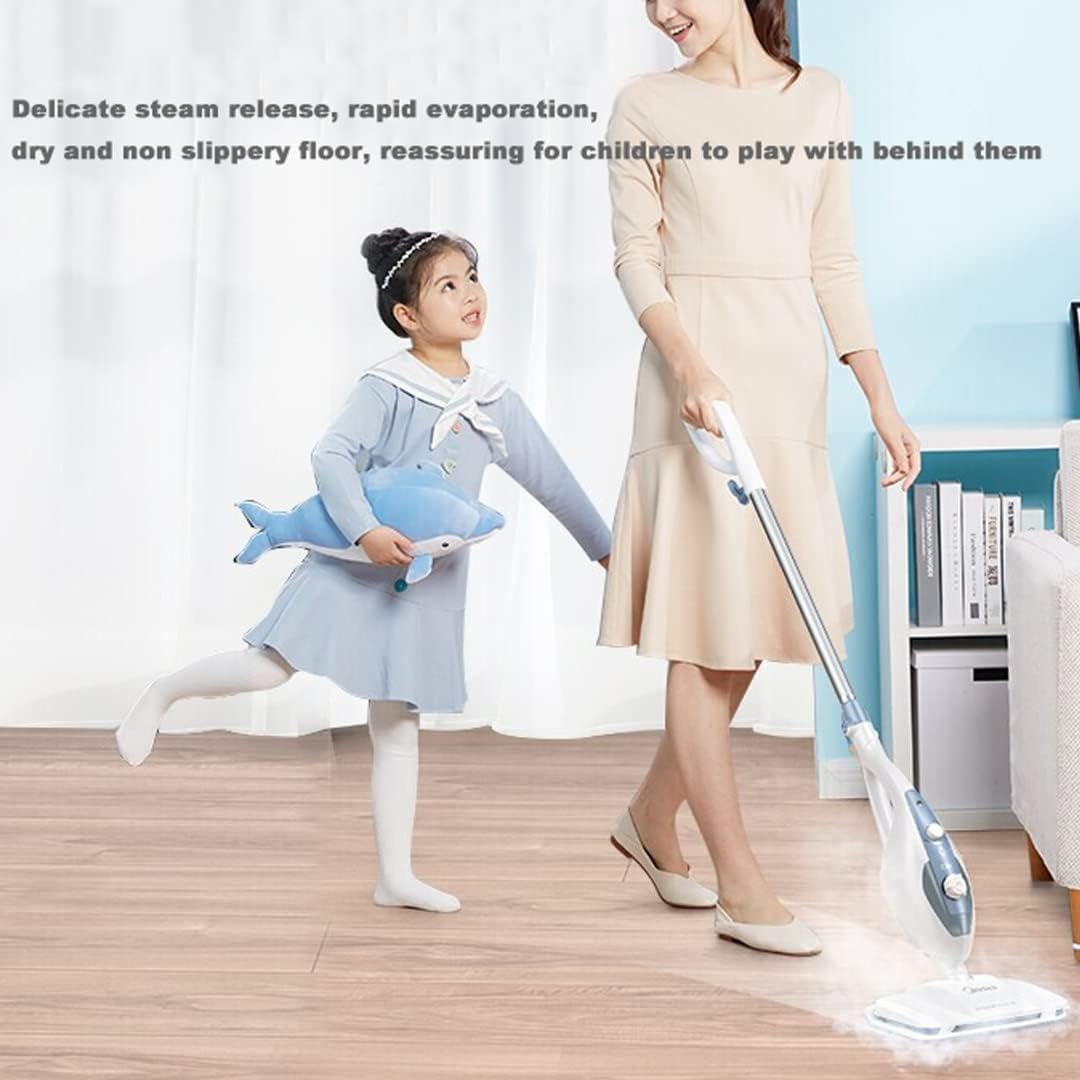 Steam Mop Cleaner with Detachable Handheld Steamer for Hardwood/Laminate Floor, Tiles and Grout, 100C High-Temperature Steam, 350ml Large Water Tank, 10m Operating Diameter