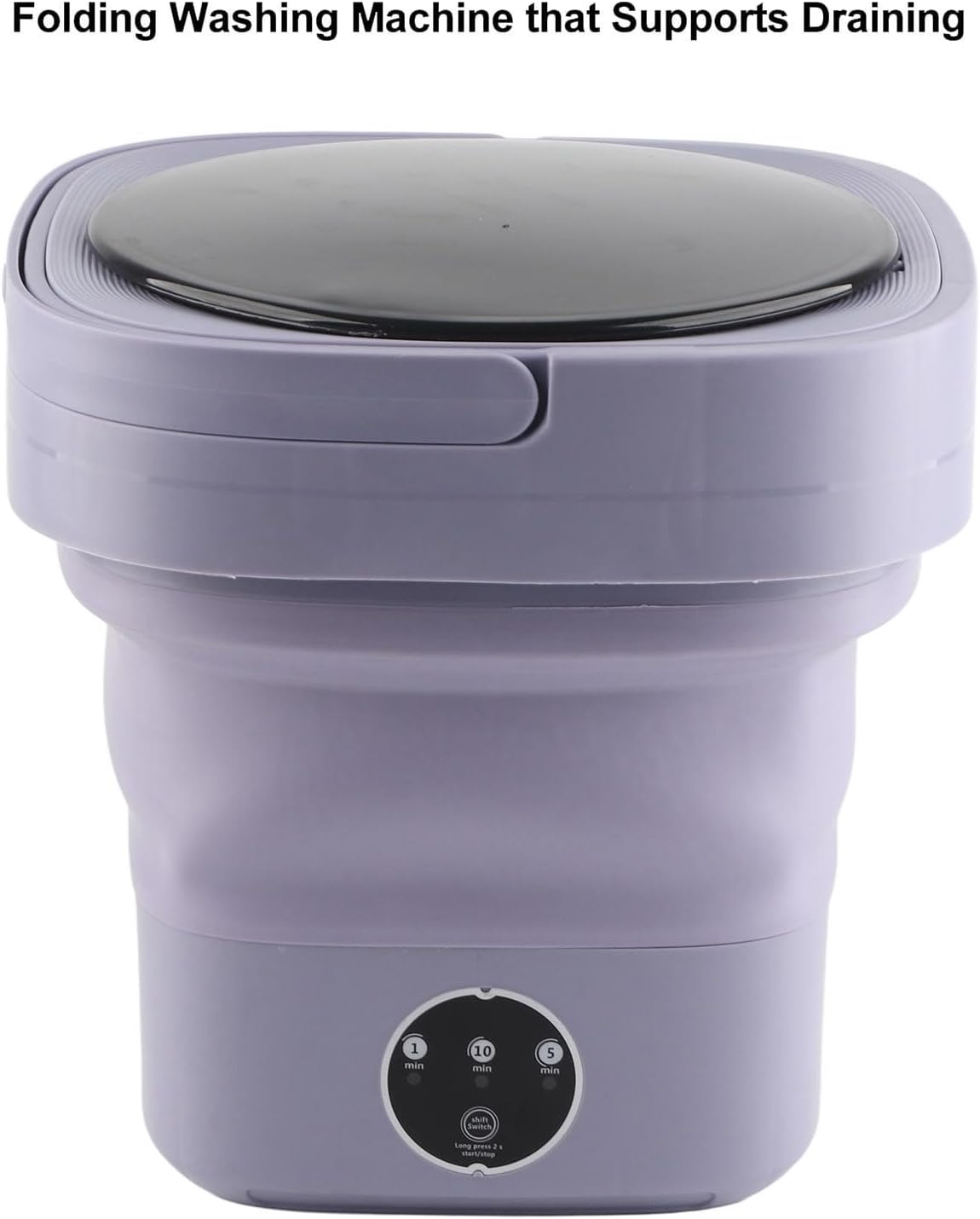 Portable Foldable Washing Machine 6.5L Mini Washer with Spin Dryer and 3 Modes for Baby Clothes, Underwear, Socks, Home Laundry, RV, Travel Wash Bucket Camping Use 12V 36W (Purple