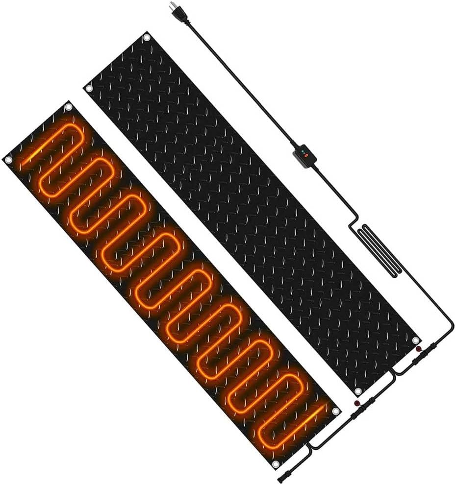 Winter Snow Melting Pads,Anti-Slip Walkway Herringbone Design,Outdoor Mat,Prevents ice Formation,Melts up to 2 inches of Snow per Hour,2Pcs/13 * 60In(33 * 152.4cm)