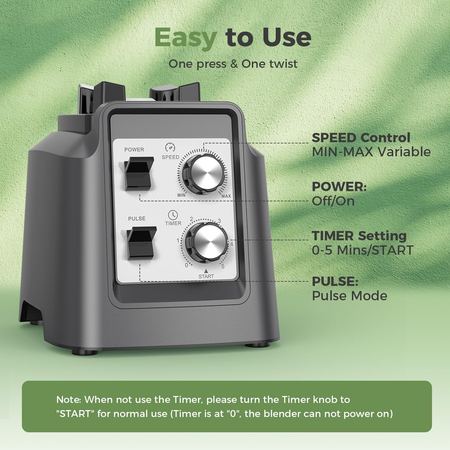 Blenders for Kitchen, Smoothie Blender with Timer - Countertop Blenders with 68oz Dishwasher-Safe Pitcher, Ice Crushing & Frozen Fruit, Silver