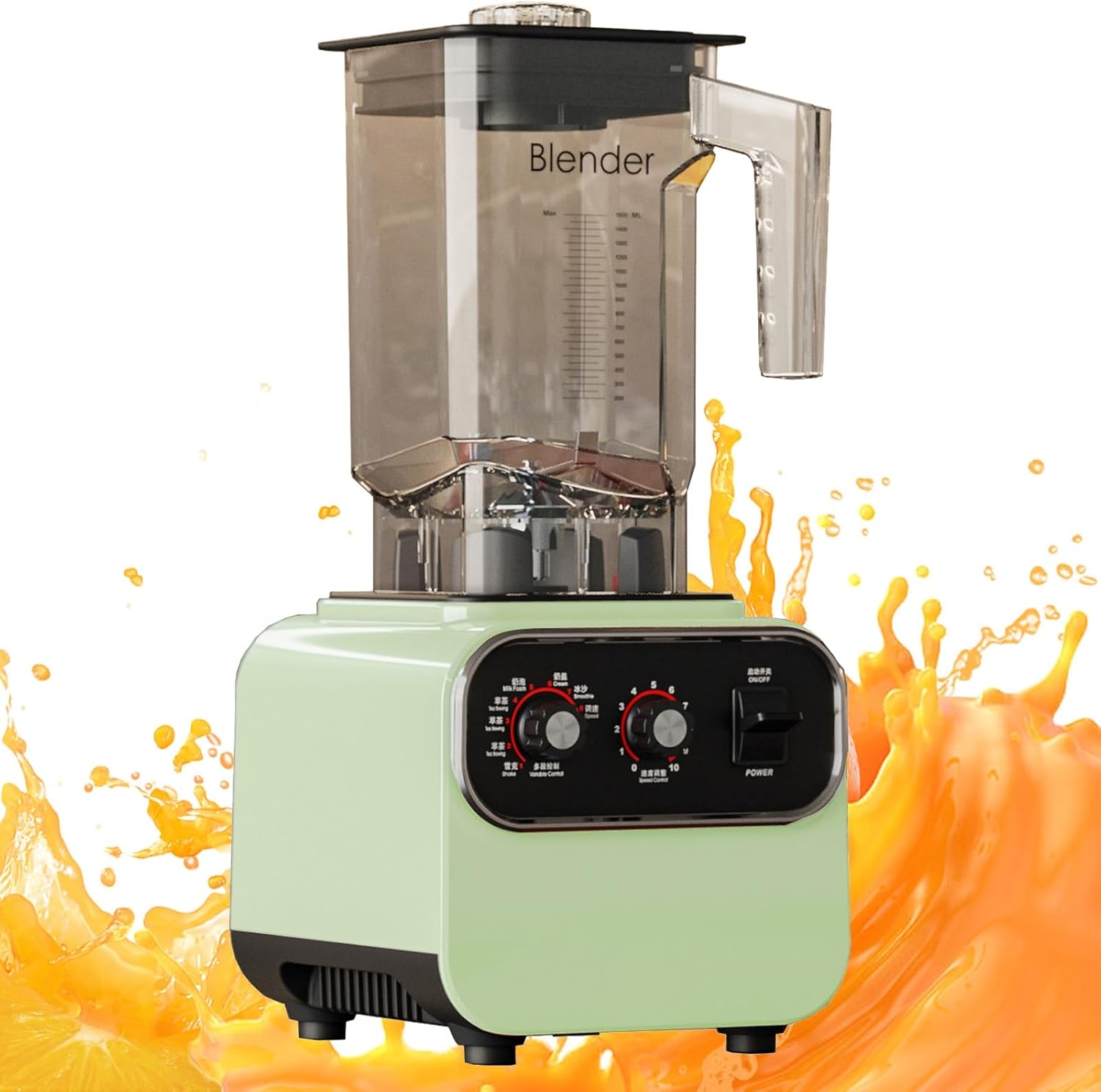 Professional Commercial Blender 1600W, 2L BPA-Free Jar, High-Speed Blenders For Shakes And Smoothies, Variable Speed, Self-Cleaning (Color : Green, Size : 220V)