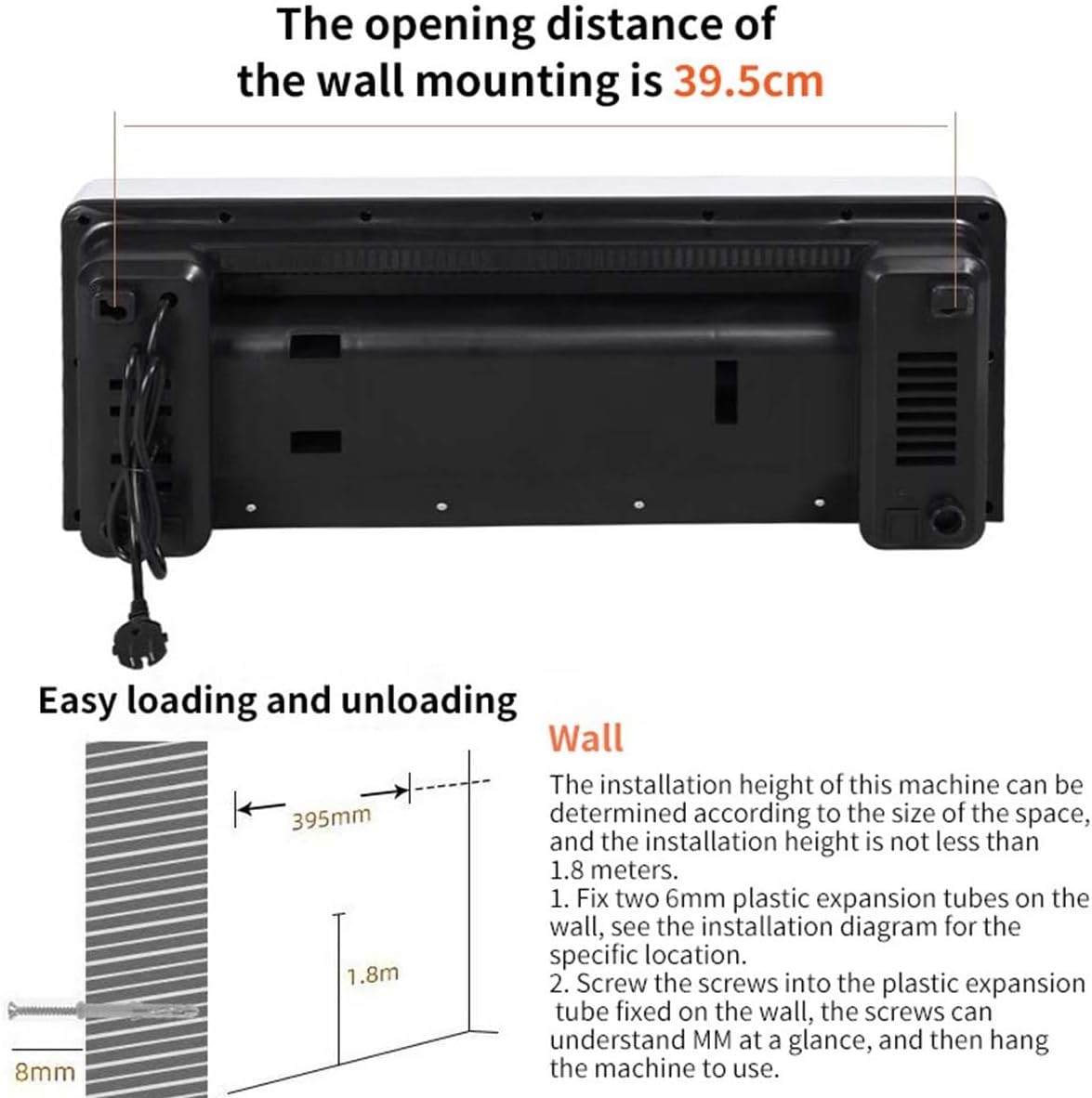 2 In 1 Wall Mounted Heating System, Cooling/Heating, Kitchen Wall Air Conditioner Fan, for Bathroom Office, RV Air Conditioner Heater and Fan Combo(Red)
