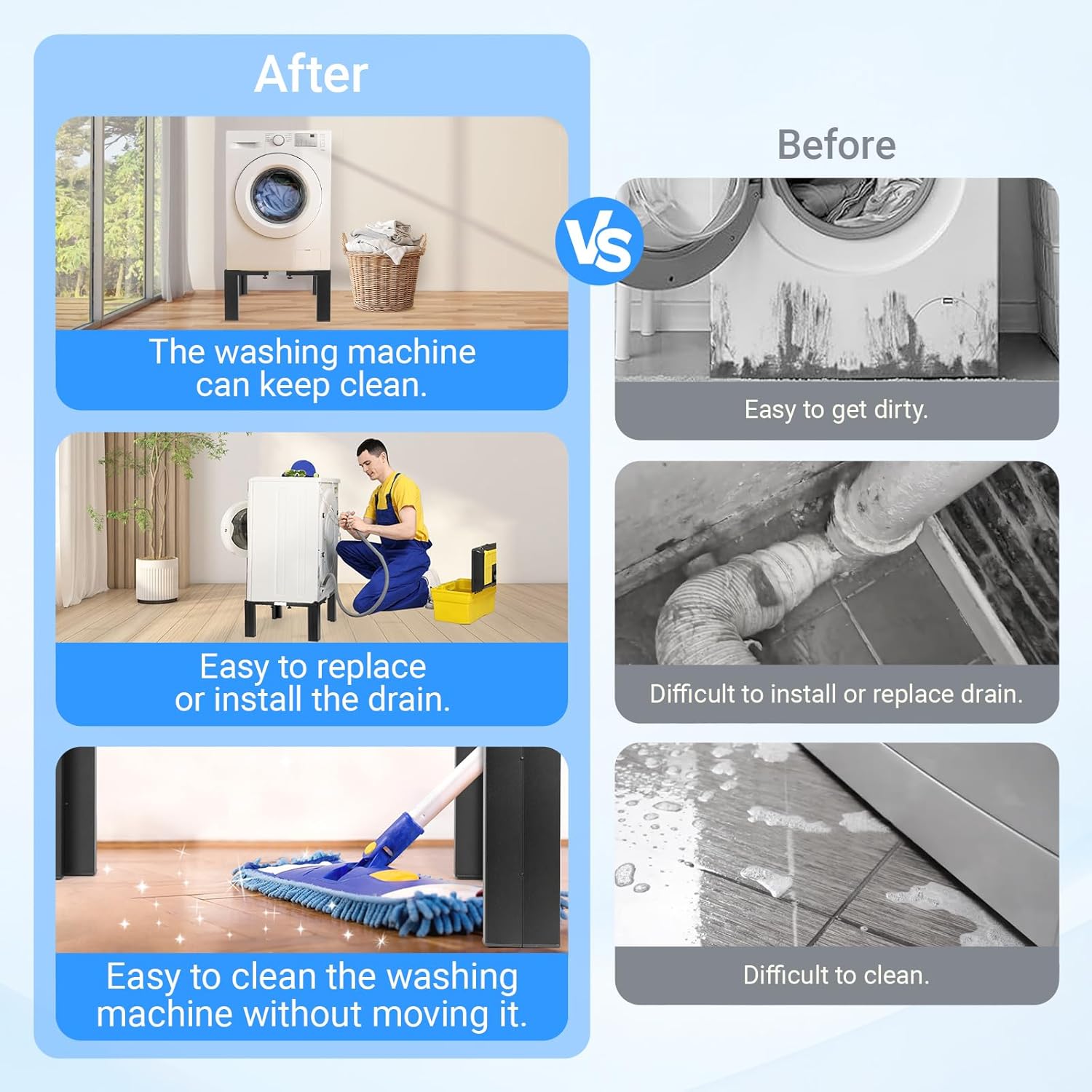 1000lbs Capacity All Steel 12 Inch Height Laundry Pedestal，Sturdy Washer Dryer Pedestal with Anti Slip Mat, Adjustable Size for All Washer,Refrigerator and Dryer