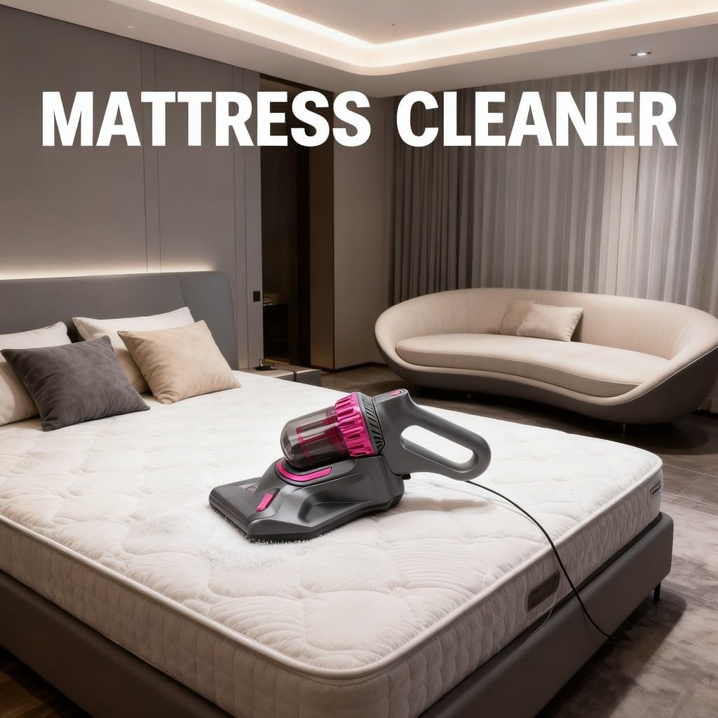 Mattress Vacuum Cleaner Cordless Handheld 10Kpa, 3 - in - 1 Bed and Sofa Cleaner Gray - Powerful Suction, Pulsation, Ideal for Deep Upholstery Cleaning