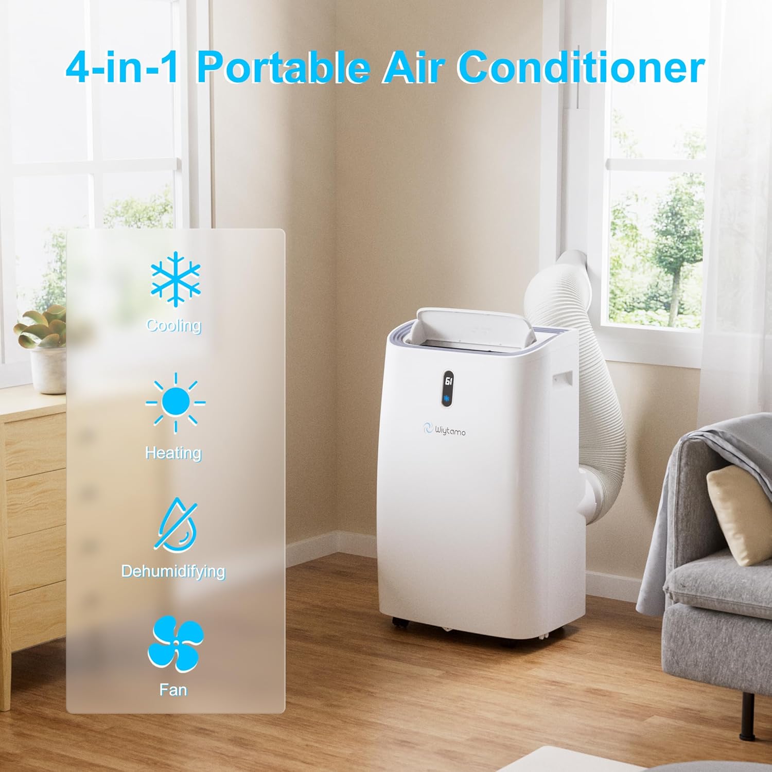 Portable Air Conditioners 14,000 BTU, Cool, Heat, Dehumidifier & Fan 4 in 1 Portable AC Unit, Room Air Conditioners Portable Up to 700 Sq.Ft, with WiFi & Remote/24 Hrs Timer/Auto Swing Fans