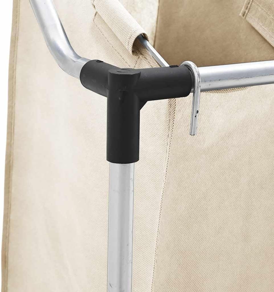 4-Bag Rolling Laundry Sorter Cart, Cream Steel Frame, 37.8