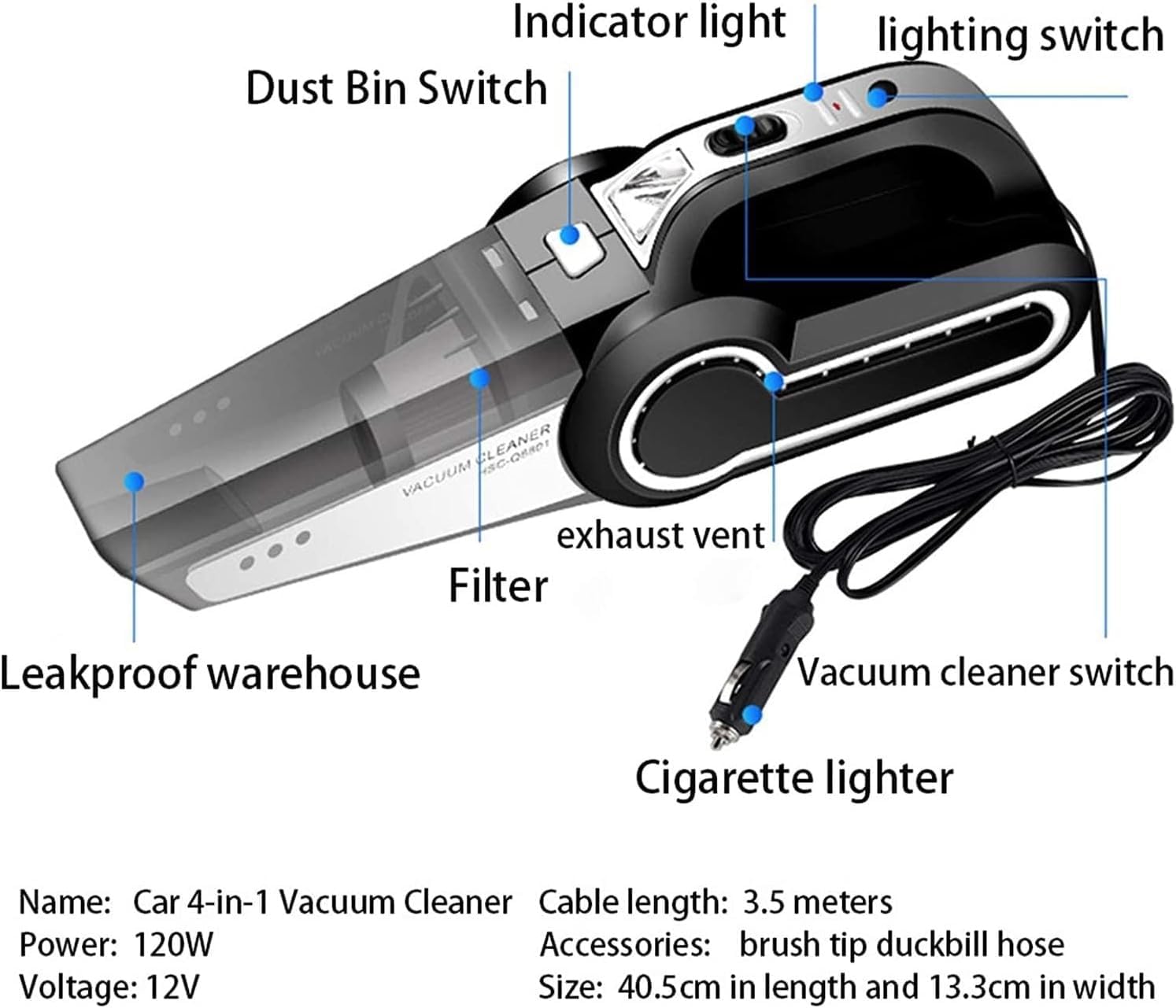 Handheld Vacuum Cleaner,Vacuum Handheld, 6000PA Battery Vacuum Cleaner Multifunctional 4-in-1 Portable Car Vacuum Cleaner with Digital Display Dual-Purpose Auto Air Pump for car and pet Clean