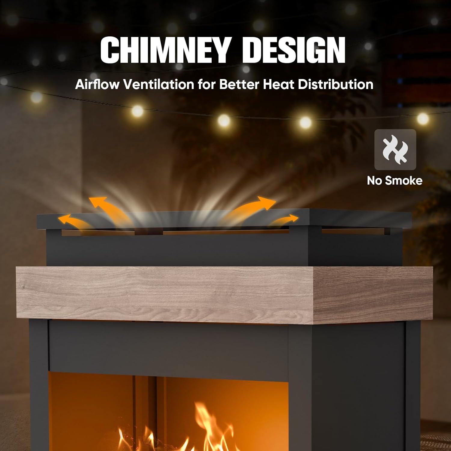 EAGLE PEAK Outdoor Propane Fireplace 50,000 BTU Gas Fireplace with Storage & Adjustable Flame, Patio Heater for Decks Backyards, Gray/Beige