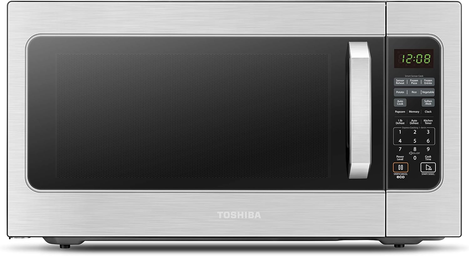 Toshiba ML-EM62P(SS) Large Countertop Microwave with Smart Sensor, 6 Menus, Auto Defrost, ECO Mode, Mute Option & 16.5