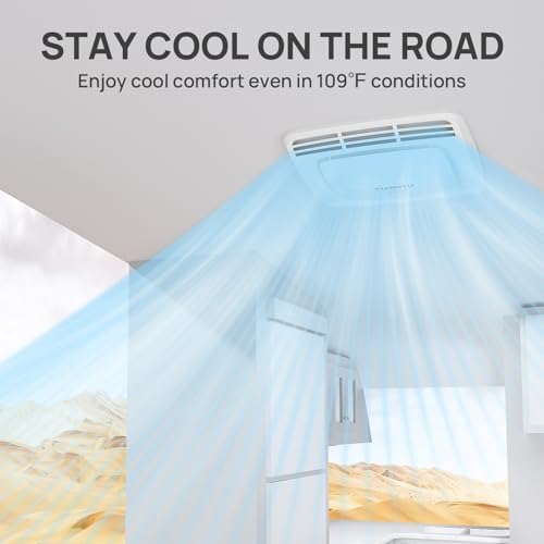 TURBRO Inverter 13.5K BTU RV Air Conditioner with Cooling and Heat Pump | Non-Ducted Low-Profile Rooftop Unit | Quiet Operation | WiFi & Remote Control | LED Atmosphere Light, Black